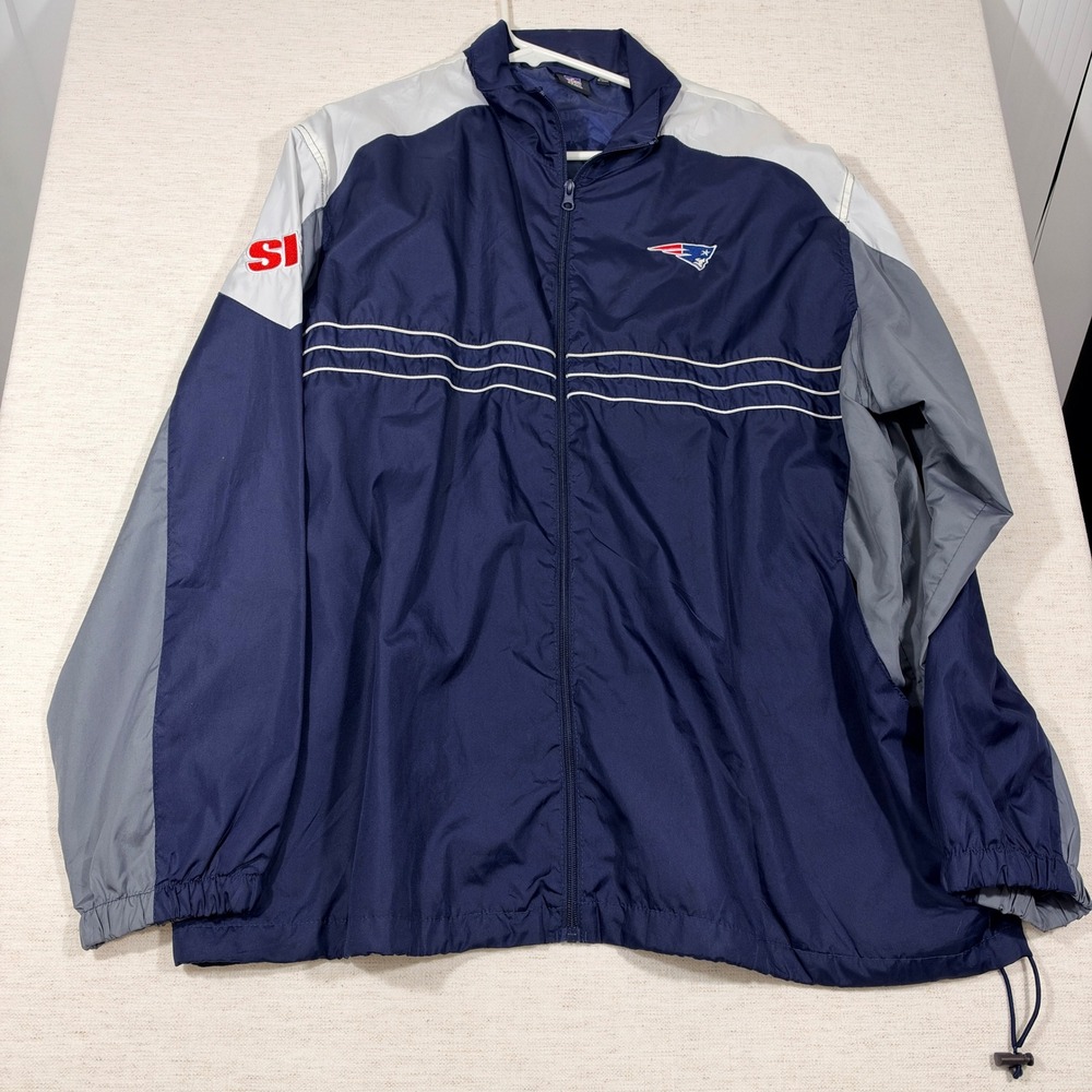 Reebok Windbreaker Jacket Mens XXL Blue New England Patriots NFL SI WPL6605